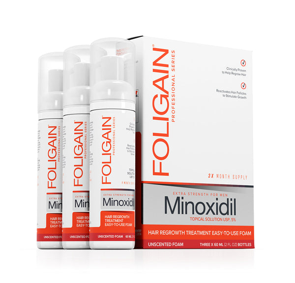 FOLIGAIN Minoxidil 5% Hair Regrowth Foam For Men 3 Month Supply - FOLIGAIN