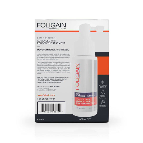 FOLIGAIN Advanced Hair Regrowth For Men Minoxidil 5% + Trioxidil 5% - Foligain US