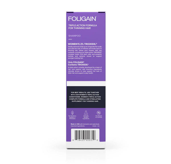 FOLIGAIN Triple Action Shampoo For Thinning Hair For Women with 2% Trioxidil - Foligain US